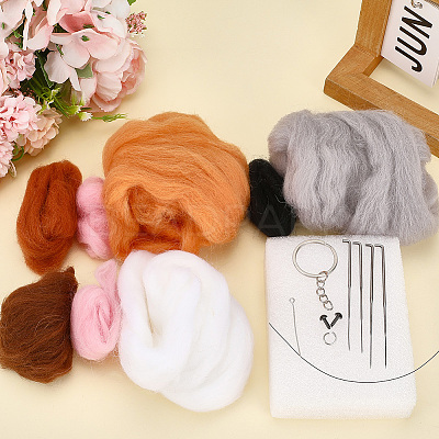 1 Set Cat Needle Felting Kit DIY-SC0030-17B-1