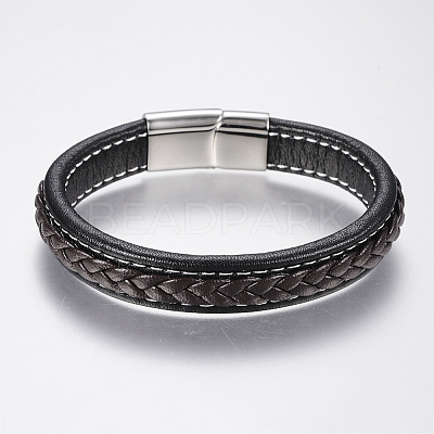 Braided Leather Cord Bracelets BJEW-H561-07C-1