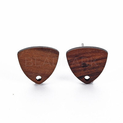 Walnut Wood Stud Earring Findings WOOD-S054-47-1