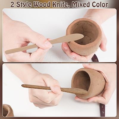 8Pcs 2 Style Wood Knife HOUS-UN0001-01-1