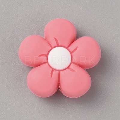 Flower Silicone Beads SIL-WH0010-25-1