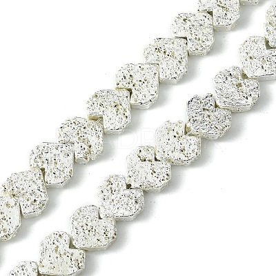 Electroplated Natural Lava Rock Beads Strands G-H303-A09-S01-1