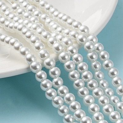 Baking Paint Pearlized Glass Pearl Round Bead Strands X-HY-Q003-6mm-01-1