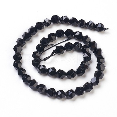 Natural Black Onyx Beads Strands G-K282-01B-1