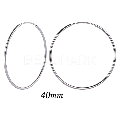 Anti-Tarnish Rhodium Plated 925 Sterling Silver Hoop Earrings Endless Unisex Small Hoop Earrings 40mm Gold Plating Huggie Hoop Earrings for Women Men JE1076A-05-1