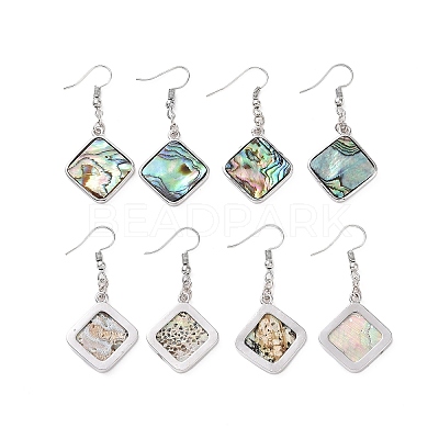 Abalone Shell/Paua Shell Dangle Earrings EJEW-F147-A12-1
