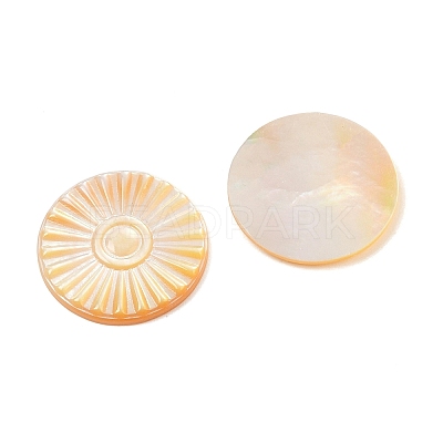 Natural Yellow Shell Carved Cabochons SSHEL-B006-01A-A-1