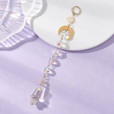 Glass Cone Round Hanging Suncatchers HJEW-JM04604-01-1