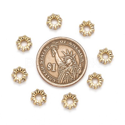 Brass Cubic Zirconia European Beads ZIRC-F001-101G-1