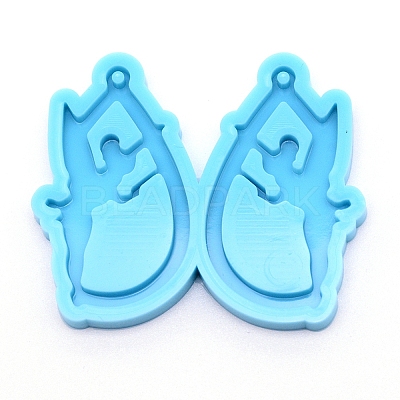Teardrop with Lady Silicone Statue Pendant Molds DIY-WH0175-51-1