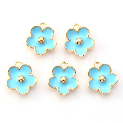 Light Gold Plated Alloy Enamel Pendants X-ENAM-R136-16C-1