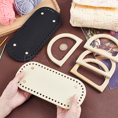 2Pcs 2 Colors Oval PU Leather Knitting Crochet Bags Nail Bottom Shaper Pads DIY-PH0029-30A-1