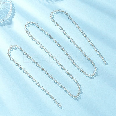 Handmade 304 Stainless Steel Glass Rondelle Link Chains AJEW-JB01460-01-1