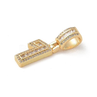 Brass Clear Cubic Zirconia European Dangle Charms KK-R003-01G-01-1