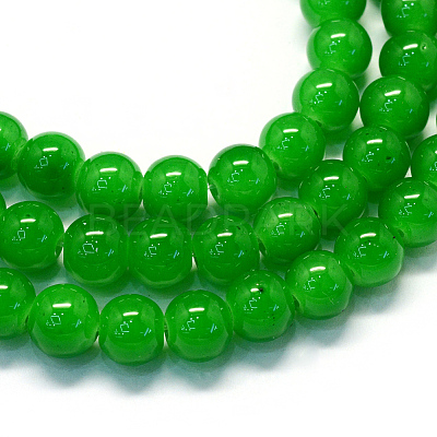 Baking Paint Imitation Jade Glass Round Bead Strands X1-DGLA-Q021-8mm-10-1