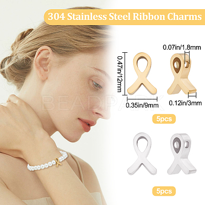 10Pcs 2 Colors 304 Stainless Steel Pendants STAS-BBC0002-19-1