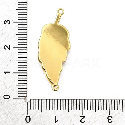 Brass Micro Pave Clear Cubic Zirconia Enamel Leaf Connector Charms KK-V011-25G-F-1