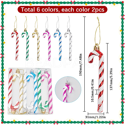 2Sets Plastic Candy Cane Pendant Decorations FIND-SC0013-43-1