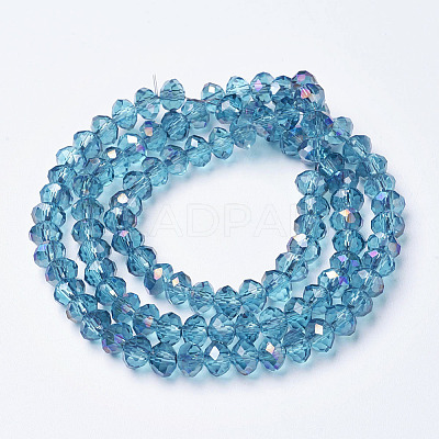 Electroplate Transparent Glass Beads Strands EGLA-A034-T8mm-F17-1