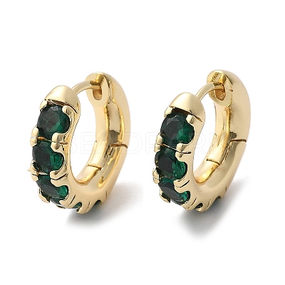 Green Cubic Zirconia Hoop Earrings X-EJEW-C022-08G-1