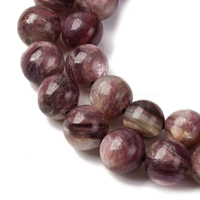 Natural Lepidolite/Purple Mica Stone Beads Strands G-G925-02B-1