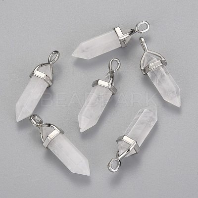 Natural Quartz Crystal Double Terminated Pointed Pendants X-G-F295-04G-1