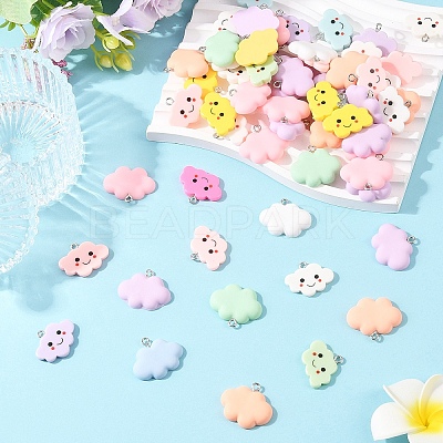 30Pcs Opaque Resin Pendants RESI-YW0005-31-1