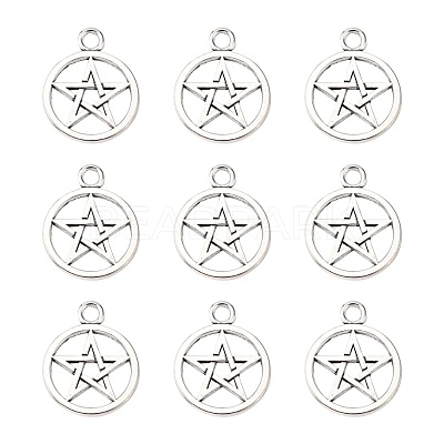 Tibetan Style Pentagram Pendants X-PALLOY-2739-AS-LF-1