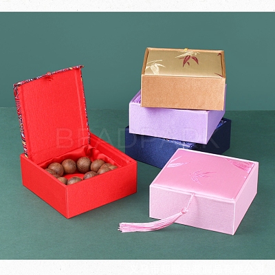 Chinese Style Bamboo Leaf Brocade & Satin Box PW-WG65017-16-1