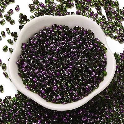 Spray Painted Glass Seed Beads SEED-F005-07A-04-1