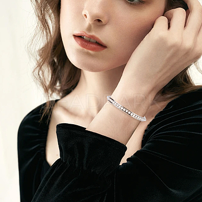 4Pcs 2 Colors C-Shaped 201 Stainless Steel Grooved Cuff Bangles BJEW-SC0001-65-1
