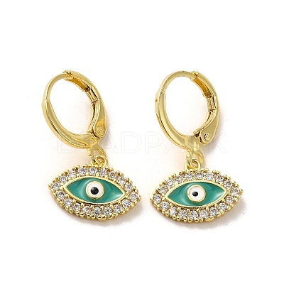 Evil Eye Golden Brass Dangle Leverback Earrings EJEW-Q797-01B-G-1