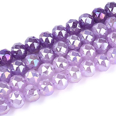 Anti-Tarnish Electroplate Glass Beads Strands GLAA-N064-8mm-08-1