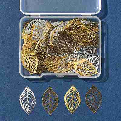 100Pcs 3 Colors Iron Filigree Joiners Pendants IFIN-FS0001-60-1