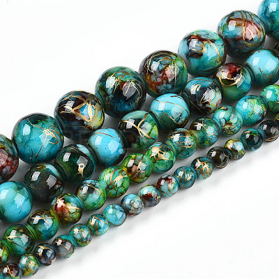 Baking Paint Glass Beads Strands DGLA-N003-10mm-B08-1