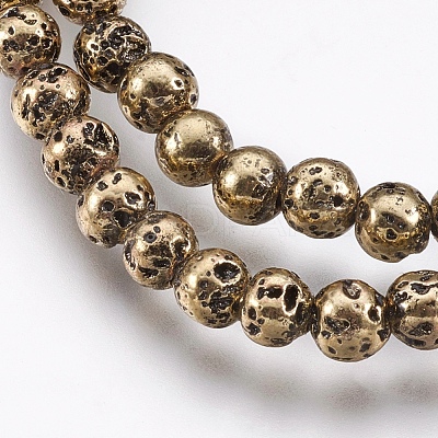 Electroplate Natural Lava Rock Beads Strands G-I200-17D-1