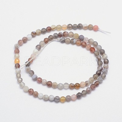 Faceted Natural Botswana Agate Round Beads Strands G-I166-01-4mm-1