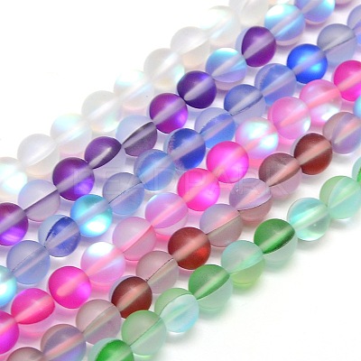 Synthetic Moonstone Beads Strands G-F142-10mm-M-1