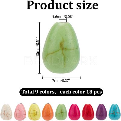 162Pcs 9 Colors Synthetic Turquoise Beads G-AR0006-19A-1