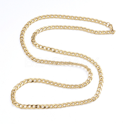 Men's 304 Stainless Steel Cuban Link Chain Necklaces NJEW-L173-009-G-1