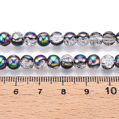 Electroplated Crackle Glass Beads Strands EGLA-N014-6mm-06-1