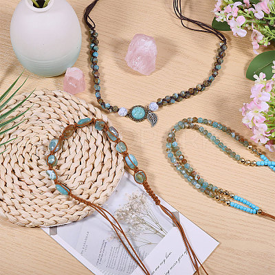 3Pcs 3 Styles Cotton with Glass & Plastic Beads Hat Bands DIY-CA0007-55-1