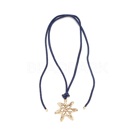 Alloy Flower Pendant Adjustable Nylon Cord Tie Knot Necklaces for Women WG58F26-01-1