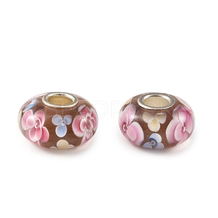 Lampwork & Brass Core European Beads LAMP-P019-01P-15-1