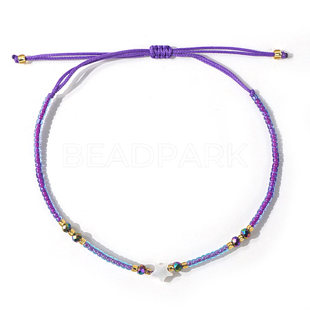 Adjustable Glass Seed Beads Braided Bead Bracelets IF7120-9-1