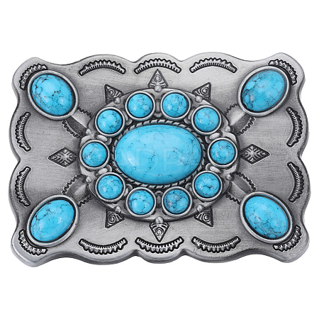 Bohemia Synthetic Turquoise Belt Buckle for Men FIND-WH0156-44-1