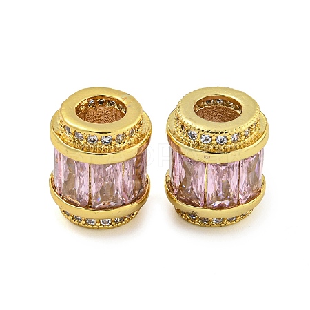 Rack Plating Brass Micro Pave Cubic Zirconia European Beads KK-F089-31G-02-1