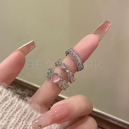 3Pcs Alloy with Rhinestone Cuff Rings FS-WGCB7EB-03-1