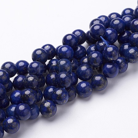 Dyed Grade A Natural Lapis Lazuli Beads Strands X-GSR8mmC123-1