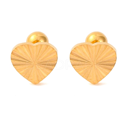 Ion Plating(IP) 304 Stainless Steel Textured Heart Ear Plug Gauges for Women EJEW-S240-01G-1